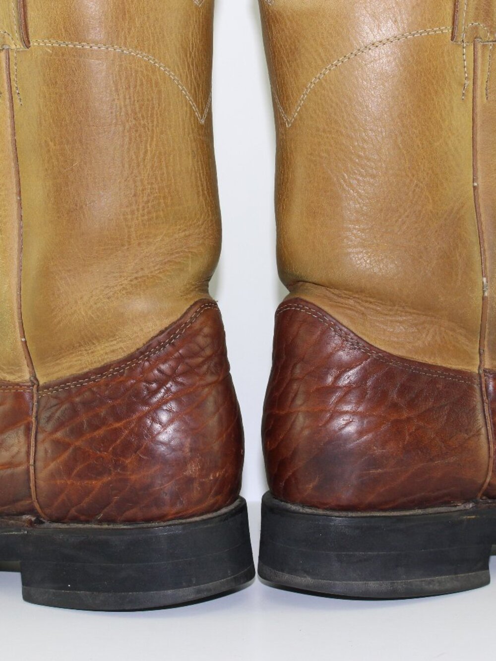 Justin Boots Brown Tan Leather Cowboy Western Boots (Men 13 US) - Picture 8 of 12